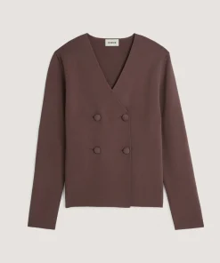 Best Rodier Veste en maille croisée marron écorce