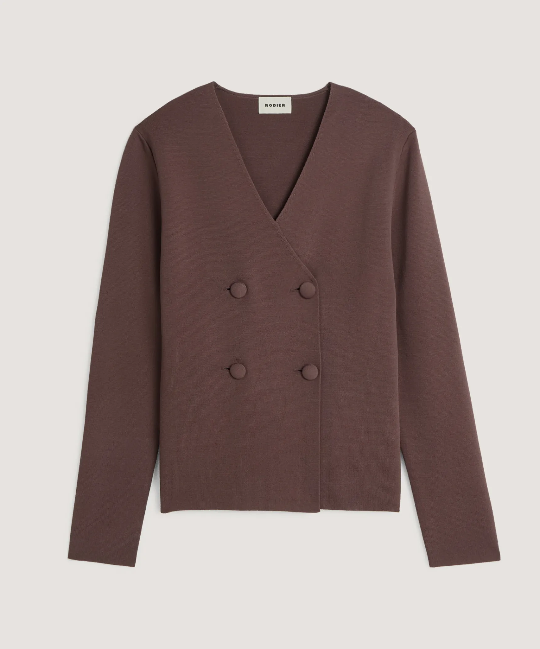 Best Rodier Veste en maille croisée marron écorce