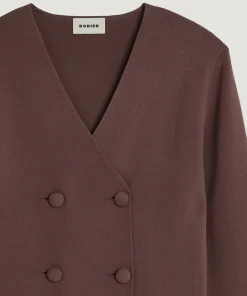 Best Rodier Veste en maille croisée marron écorce