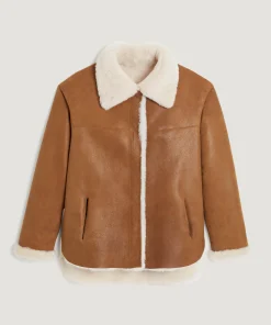 Discount Rodier Veste en peau lainée réversible beige camel