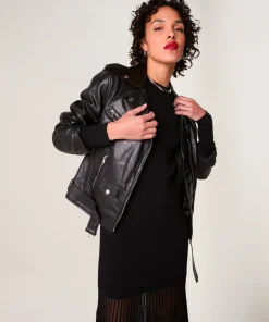 Outlet Rodier Veste perfecto en cuir noir